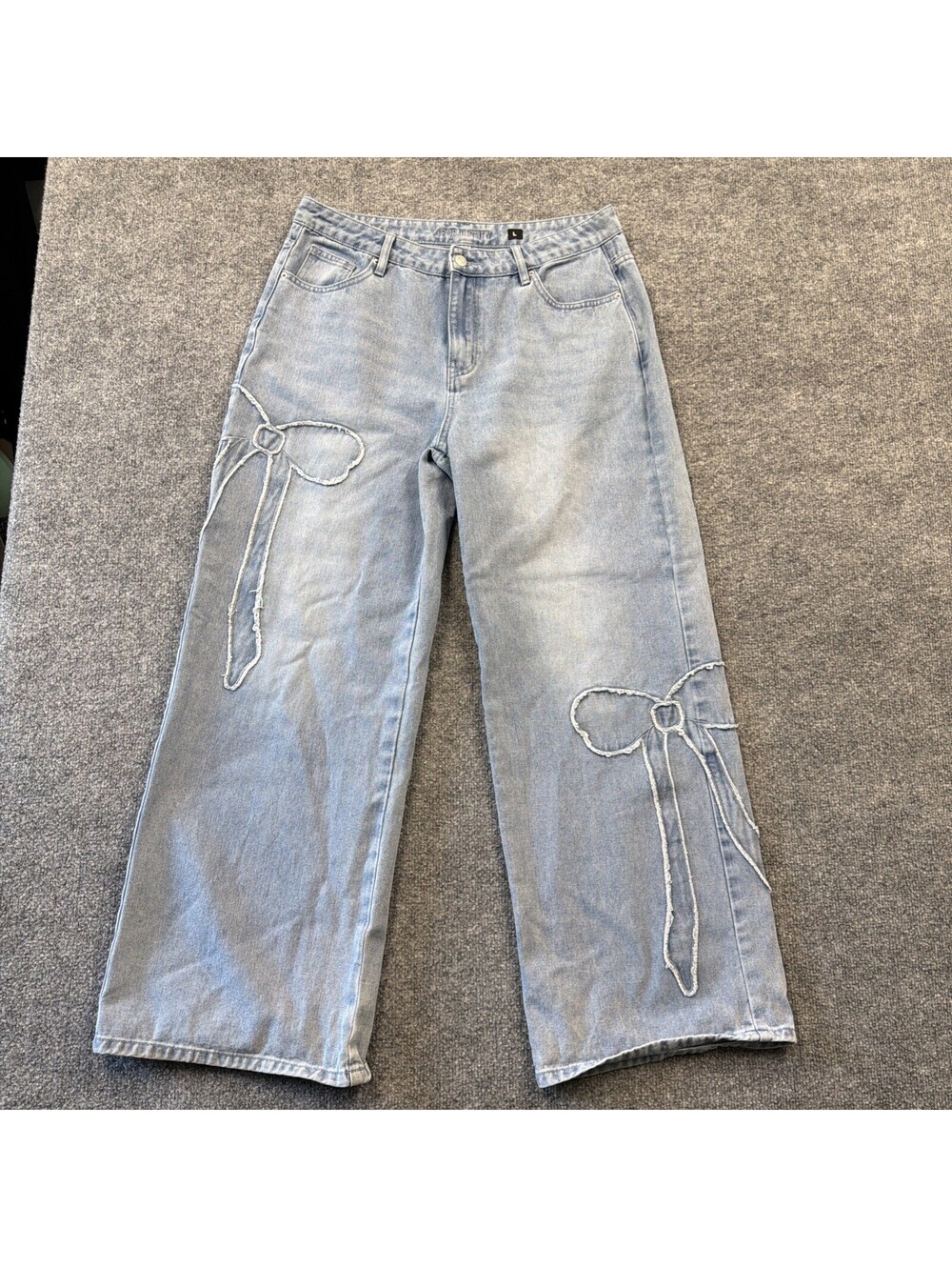 J For Justify Size Large Denim Bows Wide Leg